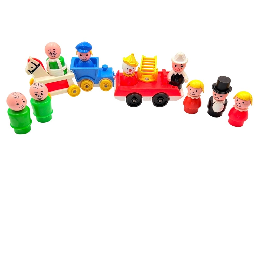 Fisher Price Little People Vintage Mixed Lot Circus Fire Truck Train Figures Toy